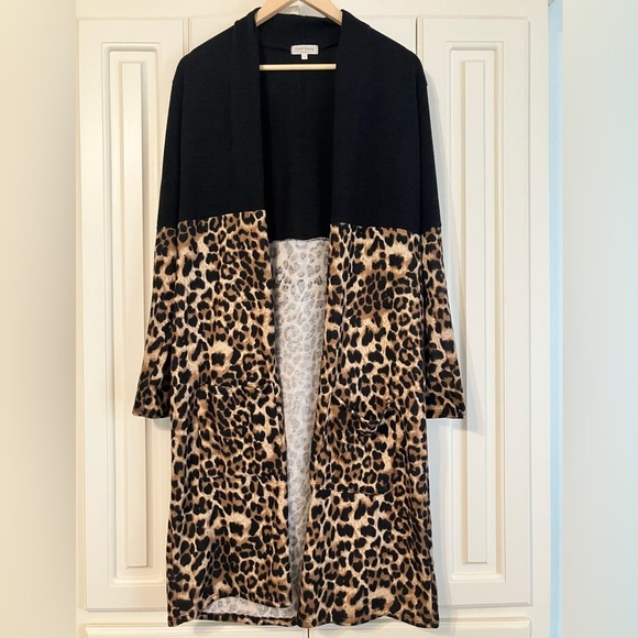 Sweet Lovely by Jen Long Leopard Print Cardigan Size L Style#ST1386 - Picture 1 of 8